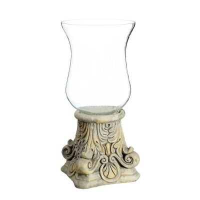 CANDLE HOLDER CREAM CEMENT-GLASS CT91852