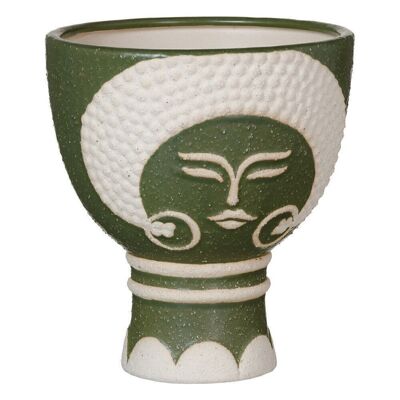 DEKO-Keramik-Pflanzgefäß mit grünem Gesicht CT604721