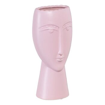 JARDINIÈRE EN CÉRAMIQUE DECORATION VISAGE MAUVE CT604725 1