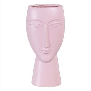 JARDINIÈRE EN CÉRAMIQUE DECORATION VISAGE MAUVE CT604725 4