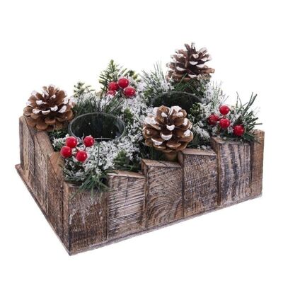 CHRISTMAS - 2 WOODEN PINEAPPLE CANDLE HOLDERS CT118619