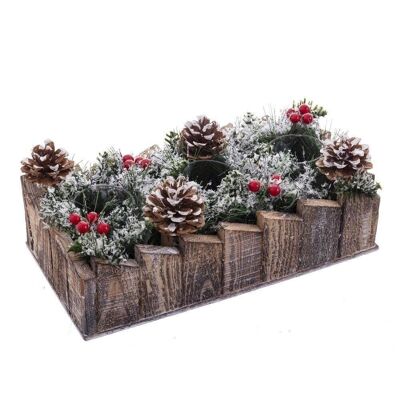 CHRISTMAS - 3 WOODEN PINEAPPLE CANDLE HOLDERS CT118620