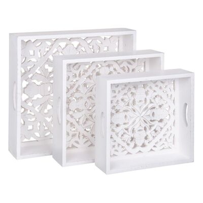 S/3 PINK WHITE TRAY DM DECORATION CT605854