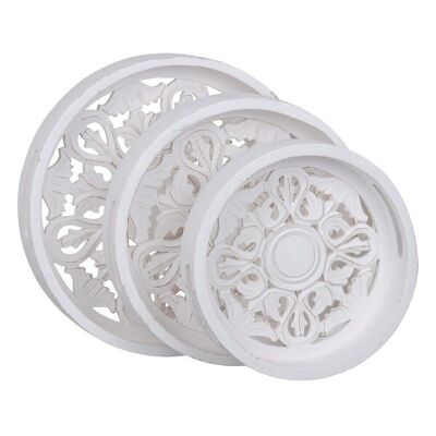S/3 PINK WHITE TRAY DM DECORATION CT605856