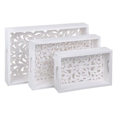 S/3 PINK WHITE TRAY DM DECORATION CT605857