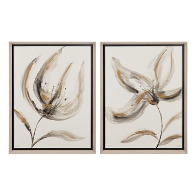 FLOWER PAINTING PICTURE 2/M WOOD / GLASS CT609172