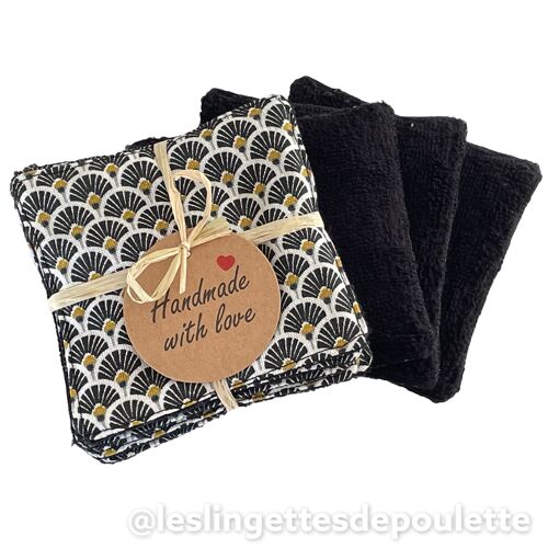 Lot de 5 lingettes démaquillantes lavables-Lingettes Eventails"black"