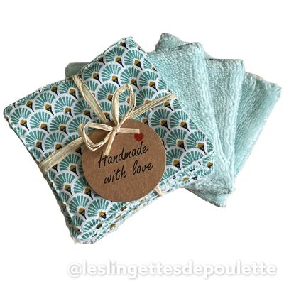 Set of 5 washable make-up removing wipes-Fan wipes "lagoon"