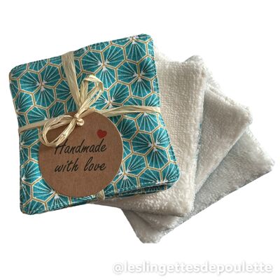 Set of 5 washable cleansing wipes-Riad "caraibe" wipes