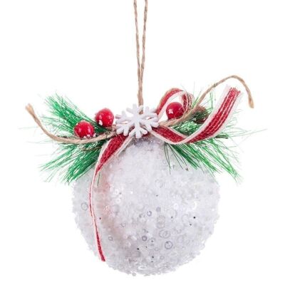 NOËL - PENDENTIF BOULE AVEC NŒUD EN POLYFOAM CT720935