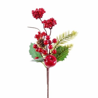 NOËL - BRANCHE DE HOUX, FEUILLES ET POMME CT721340