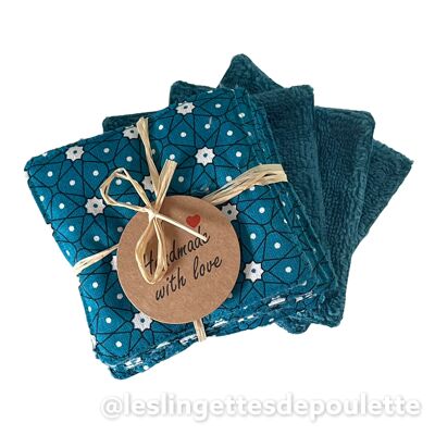 Lot de 5 lingettes démaquillantes lavables-Lingettes "Paquerettes Canard"