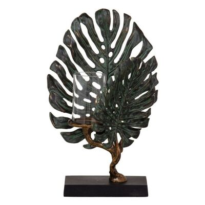 GREEN-COPPER LEAVES CANDLE HOLDER CT607824
