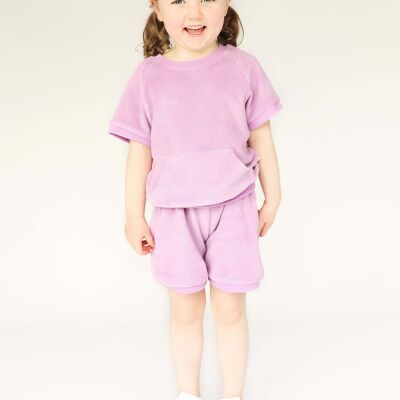 Lilac Summer Towelling Cotton Sets Kids Outfit Shorts and Tees
