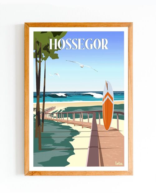 Affiche Hossegor - Landes | Poster Vintage Minimaliste | Affiche de Voyage | Travel Poster | Déco intérieure