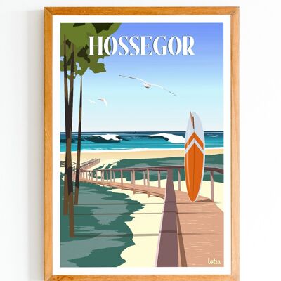 Affiche Hossegor - Landes | Poster Vintage Minimaliste | Affiche de Voyage | Travel Poster | Déco intérieure