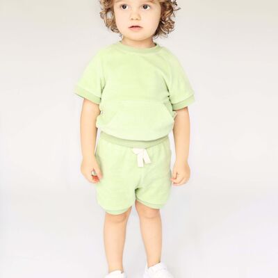 Pistachio Summer Towelling Cotton Sets Kids Outfit Shorts and Tees