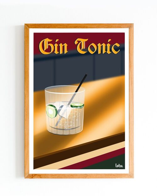 Affiche Gin Tonic - Cocktails | Poster Vintage Minimaliste | Affiche de Voyage | Travel Poster | Déco intérieure
