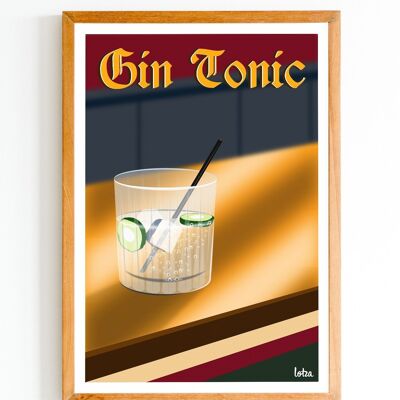 Póster Gin Tonic - Cócteles | Póster minimalista vintage | Póster de viaje | Póster de viaje | Decoración de interiores