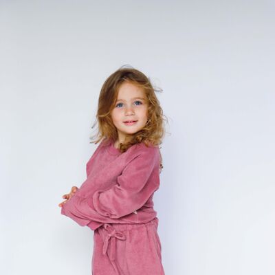 Dusty Rose Toweling Cotton Sets Kids Outfit Loungewear Tuta