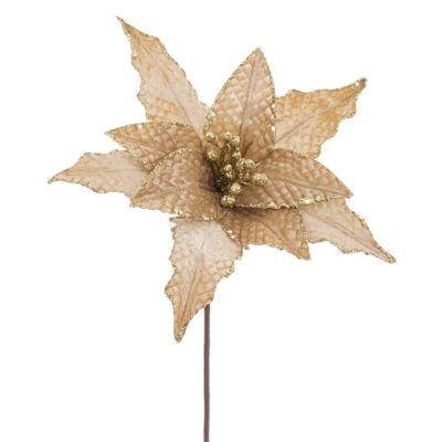 CHRISTMAS - FLOWER ''POINSETTIA'' GOLD FABRIC CT118704