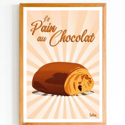 Affiche Pain au Chocolat | Poster Vintage Minimaliste | Affiche de Voyage | Travel Poster | Déco intérieure