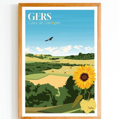 Poster Gers | Vintage minimalistisches Poster | Reiseposter | Reiseposter | Innenausstattung