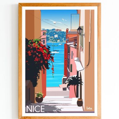 Póster Niza - Costa Azul | Póster minimalista vintage | Póster de viaje | Póster de viaje | Decoración de interiores