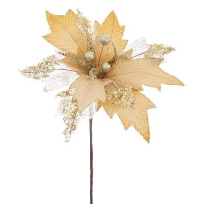 CHRISTMAS - FLOWER ''POINSETTIA'' GOLD FABRIC CT118716