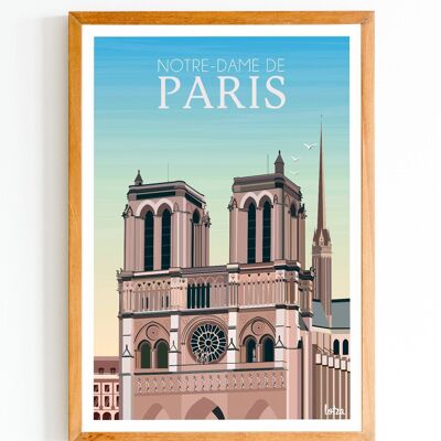 Poster della Cattedrale di Notre-Dame de Paris | Poster vintage minimalista | Poster di viaggio | Poster di viaggio | Decorazione d'interni
