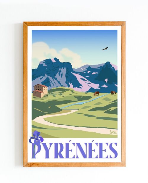 Affiche Pyrénées | Poster Vintage Minimaliste | Affiche de Voyage | Travel Poster | Déco intérieure