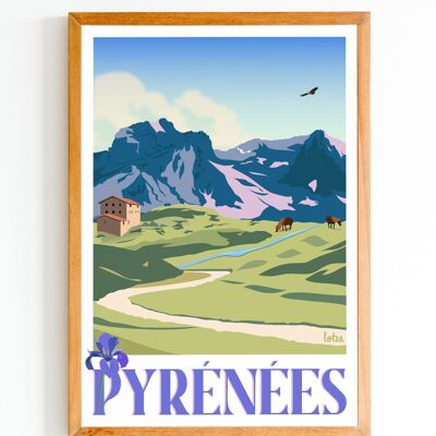 Affiche Pyrénées | Poster Vintage Minimaliste | Affiche de Voyage | Travel Poster | Déco intérieure