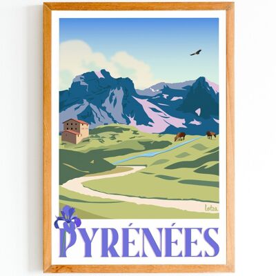 Poster dei Pirenei | Poster vintage minimalista | Poster di viaggio | Poster di viaggio | Decorazione d'interni