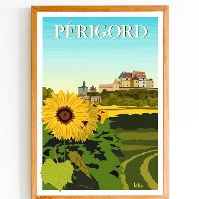 Póster Périgord | Póster minimalista vintage | Póster de viaje | Póster de viaje | Decoración de interiores