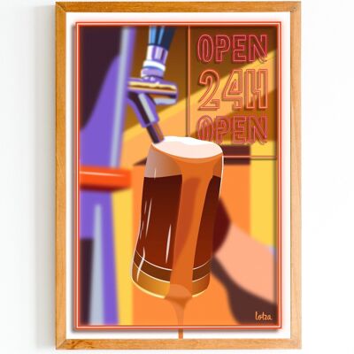 Poster Bier | Vintage minimalistisches Poster | Reiseposter | Reiseposter | Innenausstattung