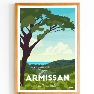 Póster Armissan - Occitania | Póster minimalista vintage | Póster de viaje | Póster de viaje | Decoración de interiores