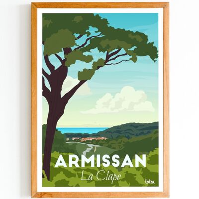 Póster Armissan - Occitania | Póster minimalista vintage | Póster de viaje | Póster de viaje | Decoración de interiores