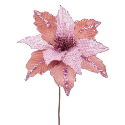 CHRISTMAS - FLOWER ''POINSETTIA'' PINK FABRIC CT118721