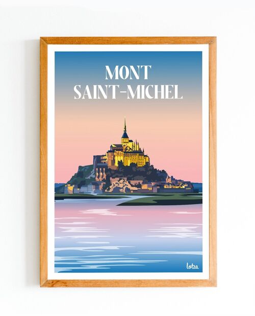 Affiche Mont Saint-Michel - Normandie | Poster Vintage Minimaliste | Affiche de Voyage | Travel Poster | Déco intérieure