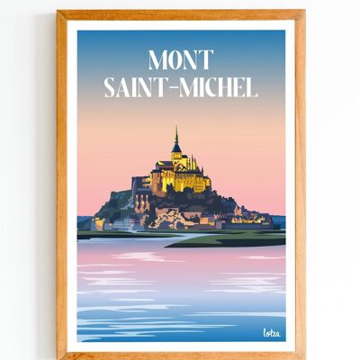 Poster Mont Saint-Michel - Normandie | Vintage minimalistisches Poster | Reiseposter | Reiseposter | Innenausstattung