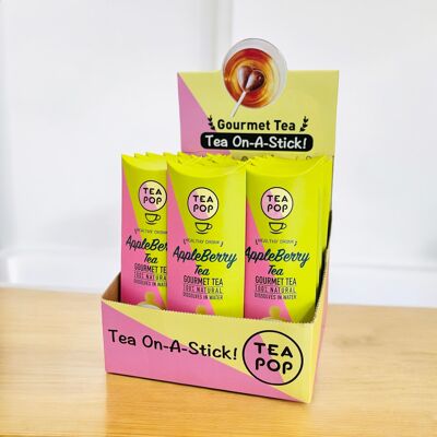 ¡Té de AppleBerry en un palito! 20 Paletas De Té Con Bandeja Expositora