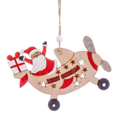 CHRISTMAS - WOODEN PLANE PENDANT CT720582