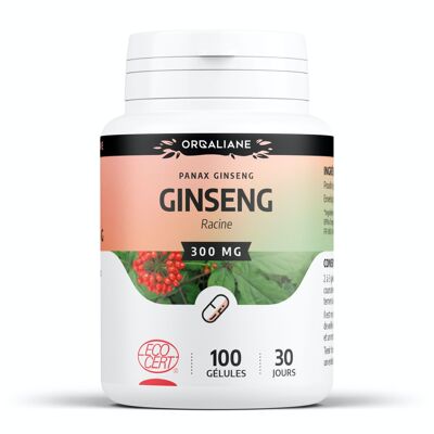 Ginseng rojo orgánico - 300 mg - 100 cápsulas