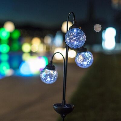 Decorative solar beacon 3 cracked glass balls TREE BALL