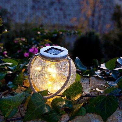 Set of 2 LED solar balls CRACK BALL CORD H13cm