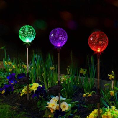 Set of 3 multicolored cracked ball solar beacons CRACK BALL SPIKE RGB