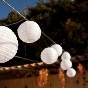 Guirlande lumineuse solaire 10 lampions lanternes chinoises LED blanc LYZY 4m 4