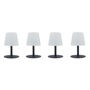 4 Lampes de table sans fil pied en acier gris STANDY MINI Rock H25cm 2