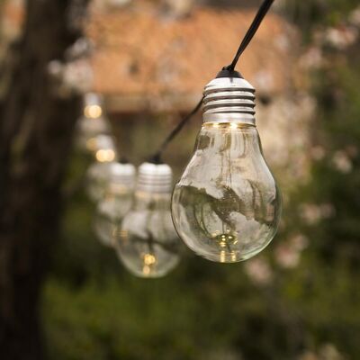 Ghirlanda luminosa da giardino 10 lampadine bianco caldo FANTASY WARM 7,50m