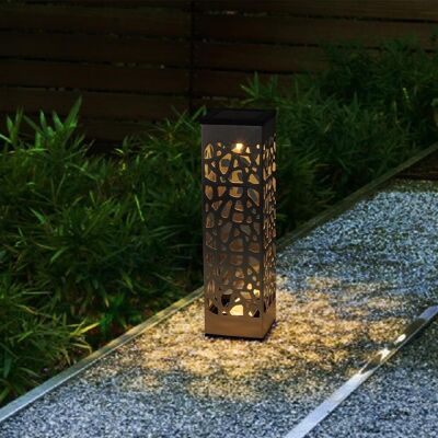 3 solar beacons to prick or place drop shadow warm white LED ORGANIC STAINLESS STEEL